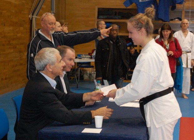 Cher receiving her 2nd Dan from Senseis Sherry and Brennan